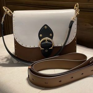 Coach beat color block with rivets shoulder beat bag, with 2 straps